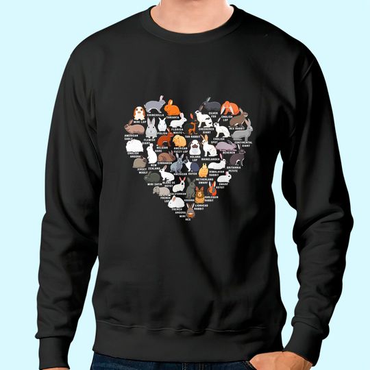 Love Bunnies Rabbit Heart Sweatshirt