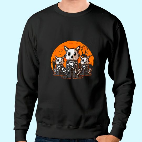 Corgi Skeleton Halloween Cute Graphic Sweatshirt
