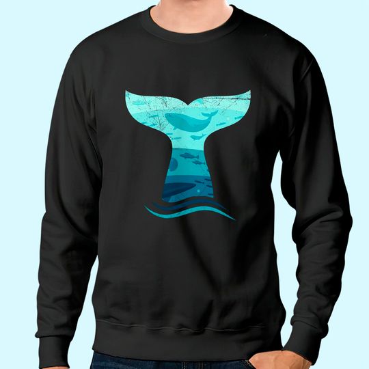 Whale Tail in Waves Orca Ocean Sweatshirt