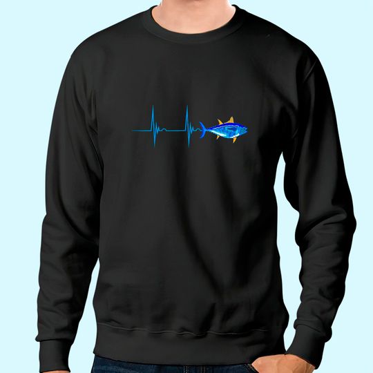 Bluefin Tuna Heartbeat EKG Pulseline Deep Sea Fishing Sweatshirt