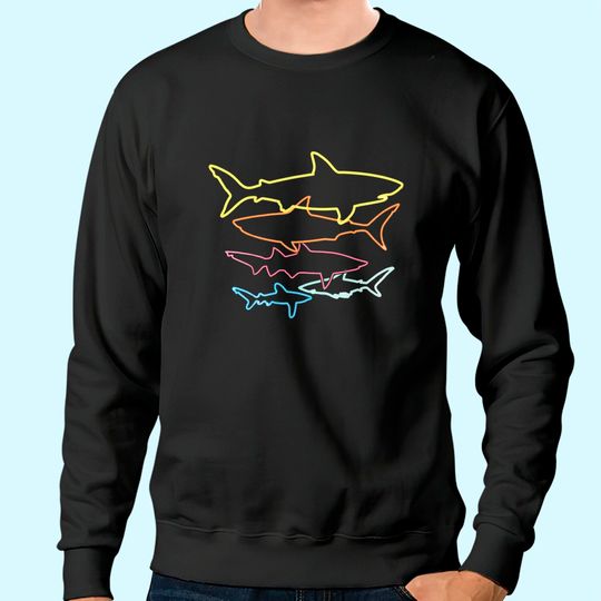 Retro 80s Shark Clothes Shark Sweatshirt