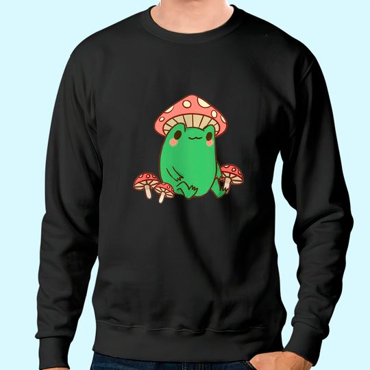 Frog with Mushroom Hat Cottagecore Aesthetic Sweatshirt
