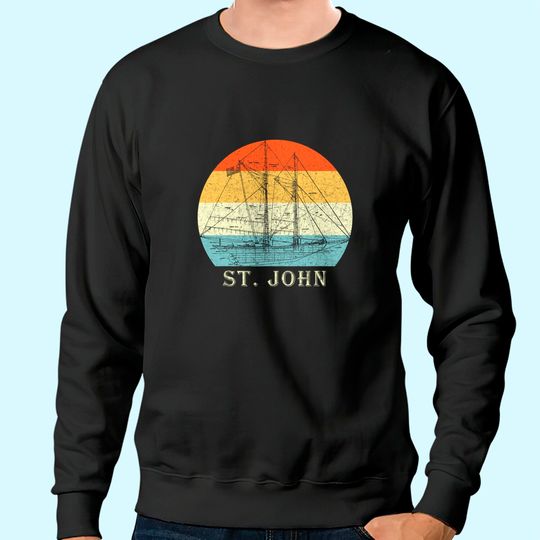 St. John USVI Vintage Blueprint Sailboat Vacation Sweatshirt
