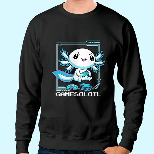 Gamesolotl Gamer Axolotl Fish Playing Video Games Lizard Sweatshirt