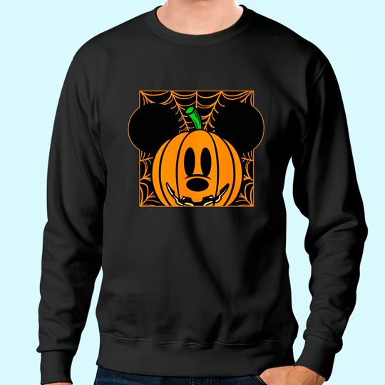 Mickey Mouse Pumpkin Web Halloween Sweatshirt