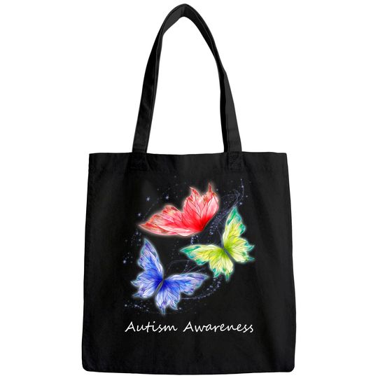 Autism Awareness Butterflies Without Puzzle Pieces Colorful Tote Bag