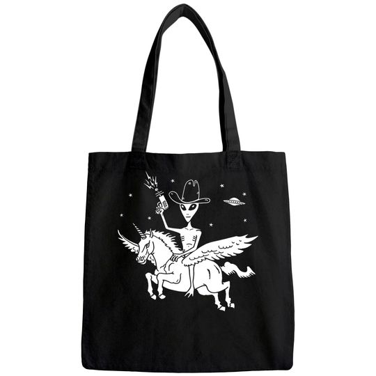 Unisex Tote Bag Alien Riding Unicorn