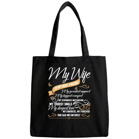 I Love My Wife Tote Bag, My Wife Is My Best Friend Tote Bag