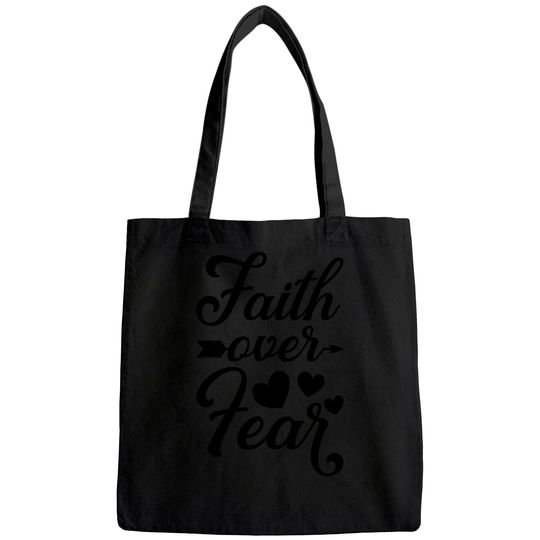 Faith Over Fear Inspirational Jesus Quote Gift Christian Tote Bag