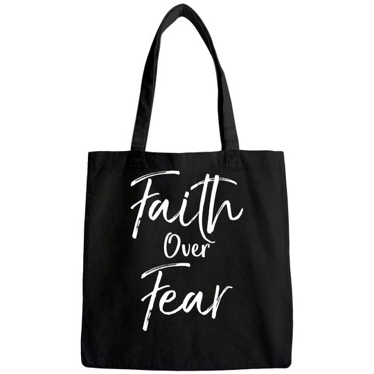 Cute Christian Worship Gift for Women Men's Faith Over Fear Tote Bag