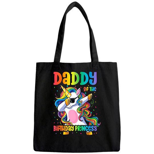 Mens Daddy of the Birthday Princess Dabbing Unicorn Girl Tote Bag