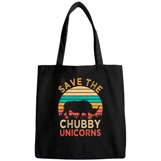 Save The Chubby Unicorns Vintage Funny Rhino Animal Rights Tote Bag