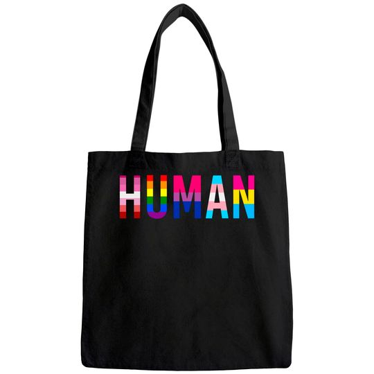 HUMAN LGBT Flag Gay Pride Month Transgender Rainbow Lesbian Tote Bag