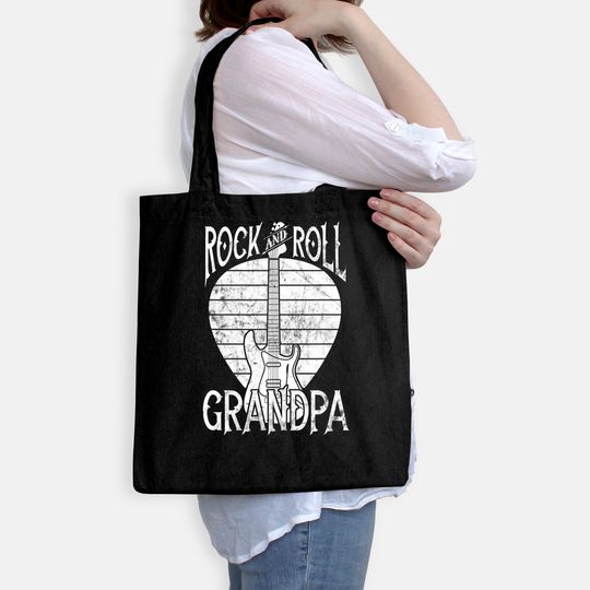 Rock n Roll Grandpa Vintage Guitar Player Gift Tote Bag