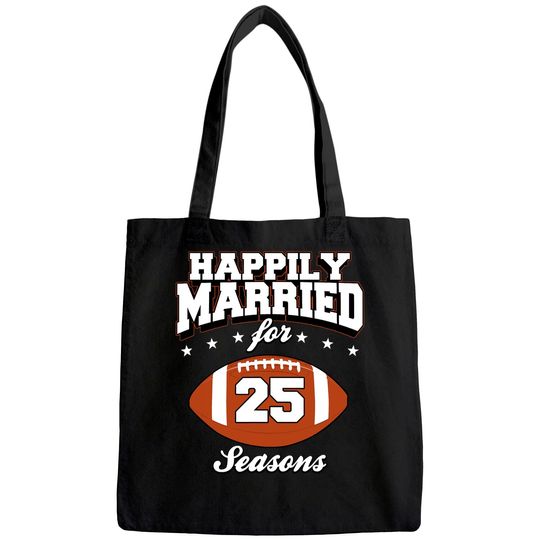 25 Years Wedding Anniversary Tote Bag Football Couple Gift