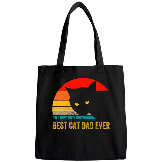 Vintage Best Cat Dad Ever Men Bump Fit Fathers Day Gift Tote Bag