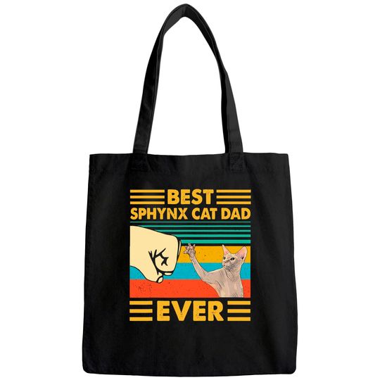 Best Sphynx Cat Dad Ever Retro Vintage Sunset Tote Bag