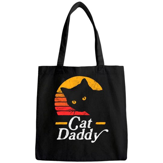 Cat Daddy Vintage Eighties Style Cat Retro Distressed Tote Bag