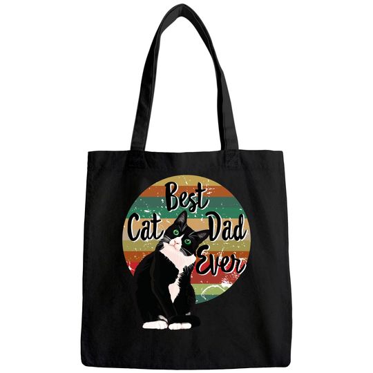 Best Cat Dad Ever Tuxedo Father's Day Gift Funny Retro Tote Bag Tote Bag