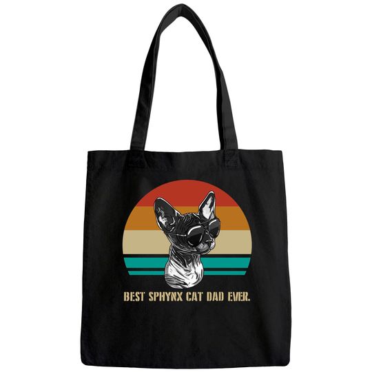 Mens Best Sphynx Cat Dad Ever Retro Feline Animal Lover Gift Tote Bag