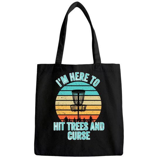 Disc Golf Tote Bag Funny Hit Trees and Curse Retro Disc Golf Gi Tote Bag