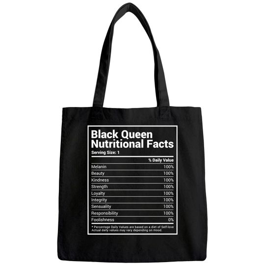 Black Queen Nutrition Facts Proud Black History Month Pride Tote Bag