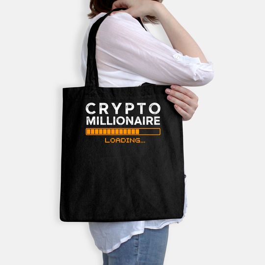 Crypto Millionaire Loading Funny Bitcoin Ethereum Currency Tote Bag