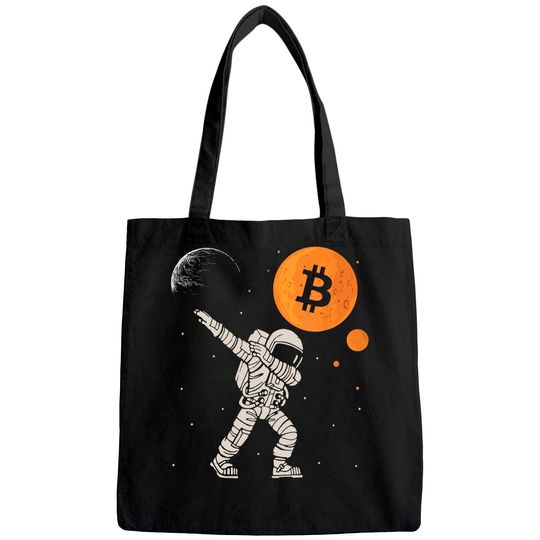 Bitcoin To The Moon Dabbing Astronaut Funny HODL BTC Crypto Tote Bag