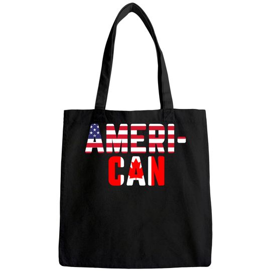 American Canadian Flag Tote Bag America Canada Patriotic Tee