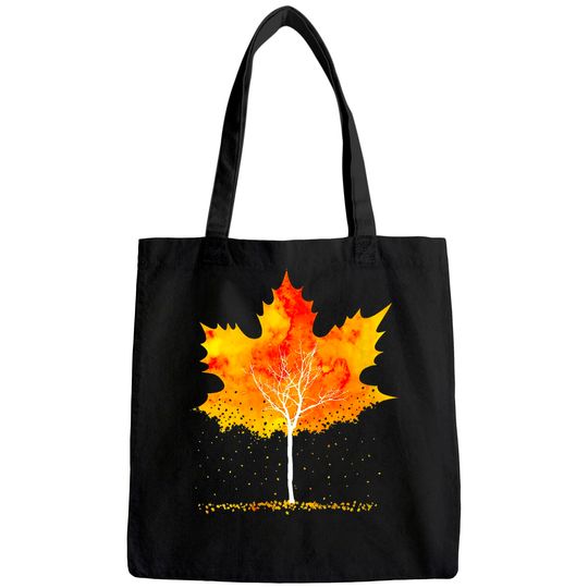 Maple Leaf Autumn Tree Orange Fall Leaves Season Tote Bag