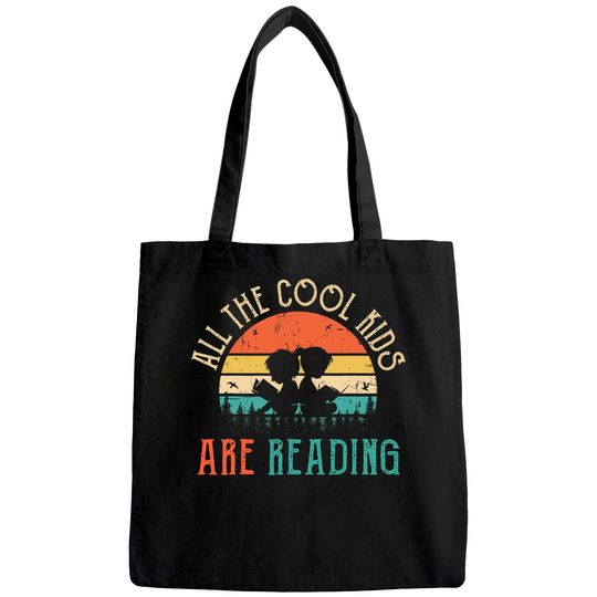 All the Cool Kids are Reading Book Vintage Reto Sunset Tote Bag