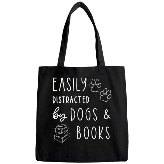 Funny Dog Easily Distracted Dogs Books Tote Bag