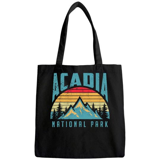 Acadia National Park Maine Mountains Retro Tote Bag