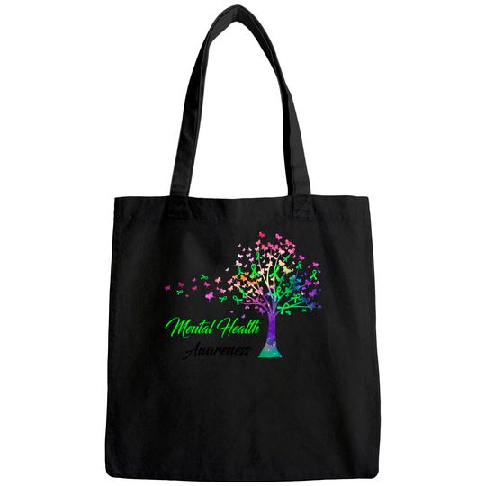 Tree Ribbon Mental Health Awareness Tote Bag