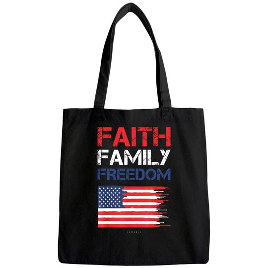 Faith Family Freedom - Patriotic Usa TShirts - American Gift Tote Bag