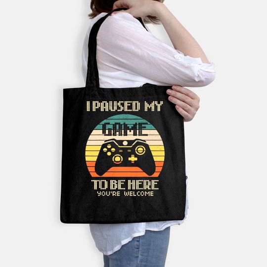 I Paused My Game To Be Here Tote Bag Vintage Gamer Boys Men Son Tote Bag