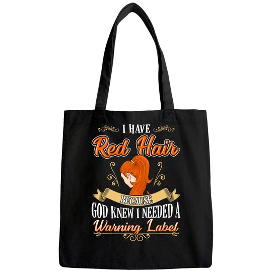Red Hair Warning Label Funny Redhead Tote Bag For Women