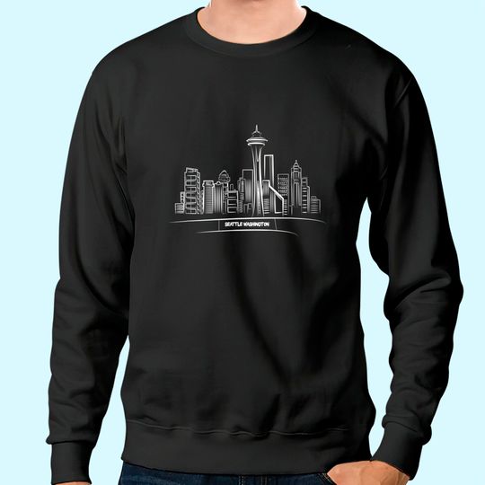 Seattle Washington Sketch Of Downtown Space Needle Sweatshirt