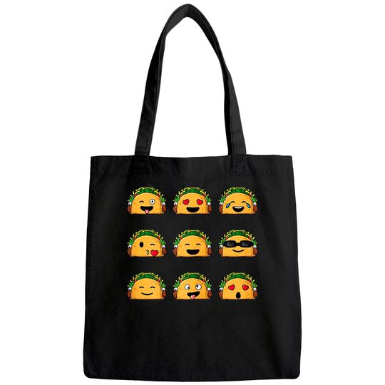 Tacos Emojis Cinco de Mayo Funny Emoticons Boys Girls Kids Tote Bag
