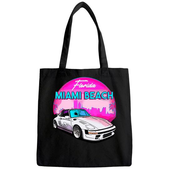 Miami Men's Tote Bag Palm Trees and Vintage Car