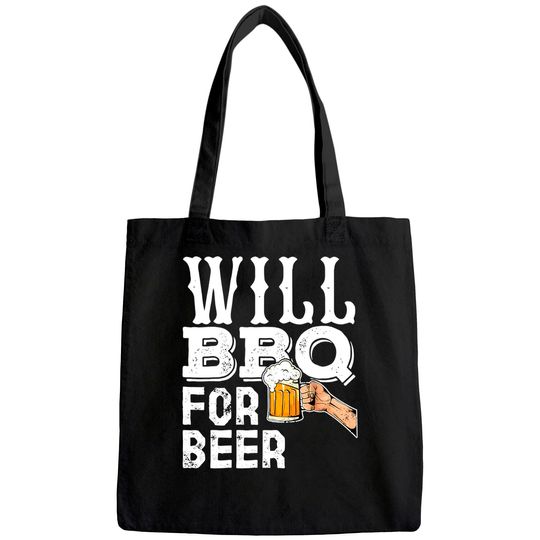 Funny BBQ Grilling Tote Bag Gift For Men Will BBQ For Beer