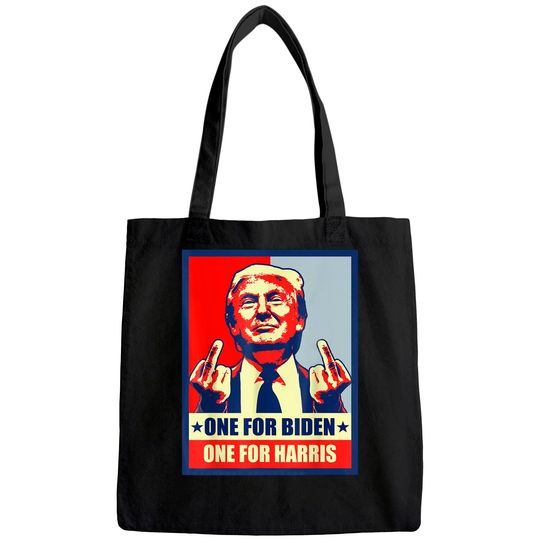 Trump Middle Finger Biden Harris Republican American Flag Tote Bag