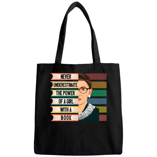 Feminist Ruth Bader Ginsburg RBG Quote Girl With Book Women Tote Bag