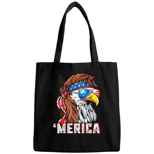 Merica USA American Flag Patriotic 4th of July Bald Eagle Tote Bag