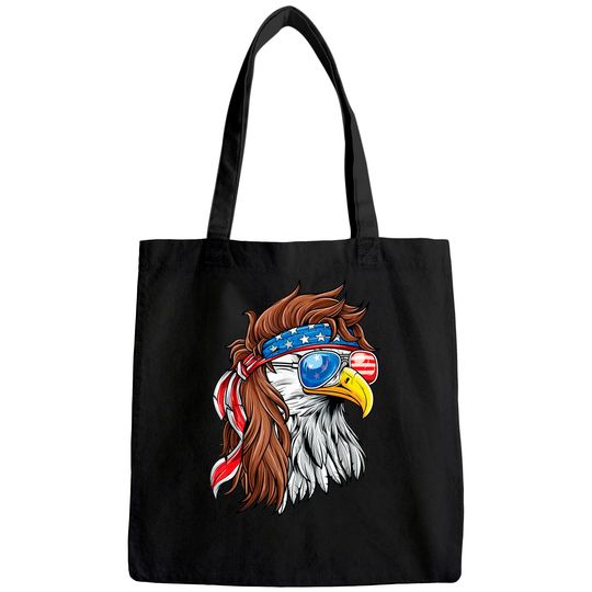 Patriotic Bald Eagle Mullet USA American Flag 4th of July Tote Bag