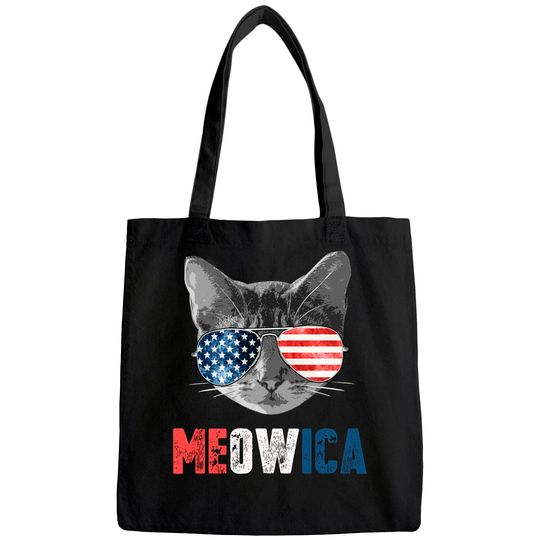 Meowica American Flag Cat Tote Bag