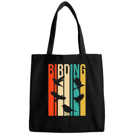 Vintage Style Birding Tote Bag For Birders With Birds