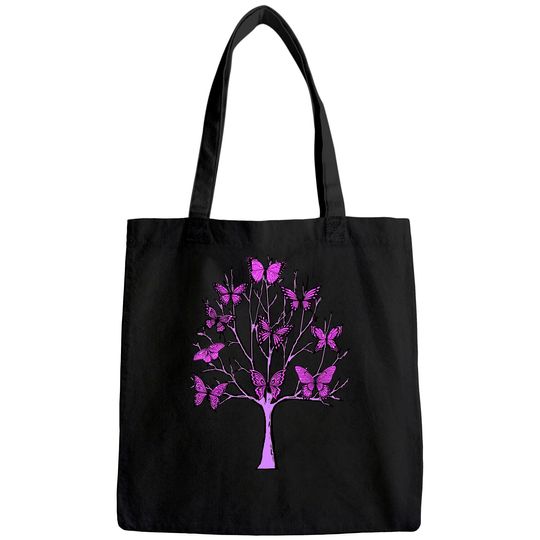 Purple Butterfly Tree of Life Butterflies Tote Bag