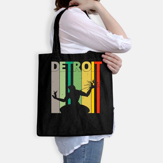 Retro Detroit Tote Bag Vintage Spirit of Detroit Tote Bag