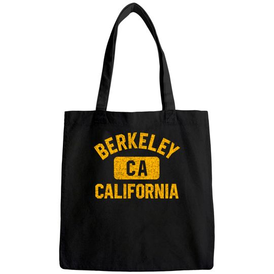 Berkeley CA California Gym Style Distressed Amber Print Tote Bag